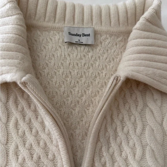 Sunday Best Aritzia Cable Knit Zip Up Sweater - Picture 2 of 5